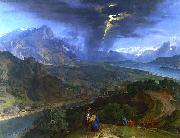 Jean Francois Millet Mountain Landscape with Lightning oil painting artist